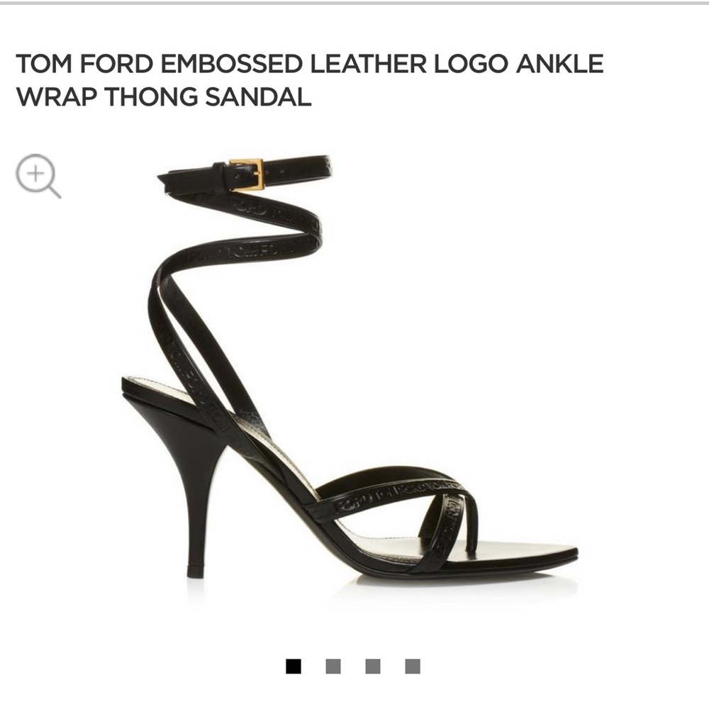 Tom Ford embossed leather logo ankle wrap